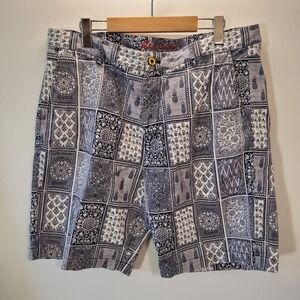 Robert Graham Blue and White Pineapple Patchwork Men Shorts - Size 36